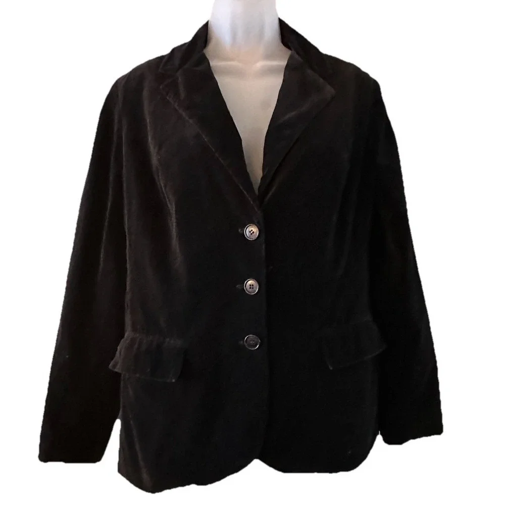 Vtg 1960's Women's Classic‎ Black Velvet Blazer Cotton by Butterfly For Prestige